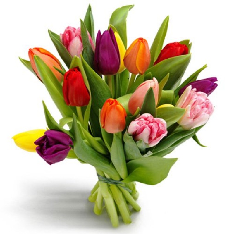 Букет из разноцветных тюльпанов "Яркой женщине"